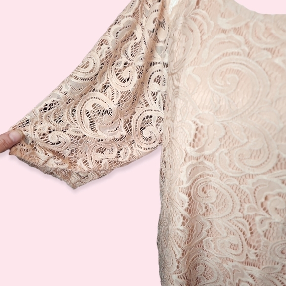 Adrianna Papell Blush Pink Metallic Lace Overlay Blouse Medium - Picture 2 of 6